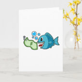 お金の魚 カード (黄色い花)