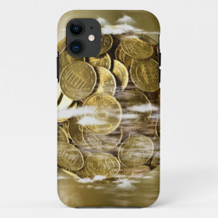 お金は世界を動かすのまわりに、お金の世界の金ゴールド iPhone 11 ケース