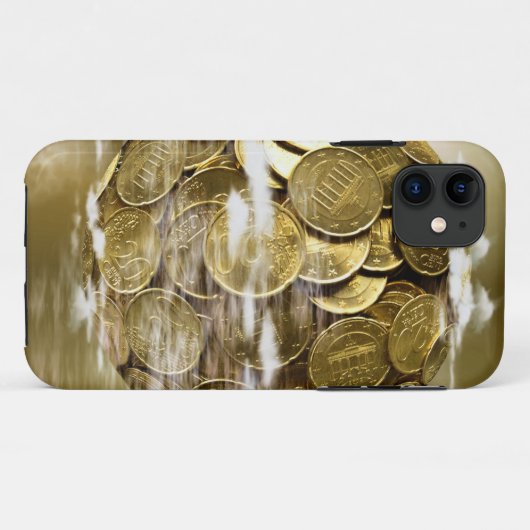 お金は世界を動かすのまわりに、お金の世界の金ゴールド Case-Mate iPhoneケース (裏面(横))