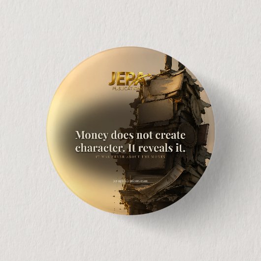 お金は人格を明らかにする 本の名言 缶バッジ (正面)