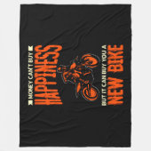お金は幸せ買に新しいバイクバイク フリースブランケット (正面)