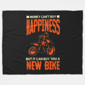 お金は幸せ買に新しいバイクバイク フリースブランケット (正面(横))