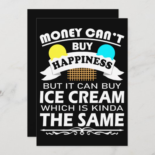 お金は幸買せではなくてアイスクリーム買ムができる サンキューカード (正面/裏面)