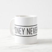 お金は決して眠りません コーヒーマグカップ (正面左)