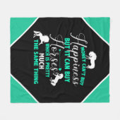 お金は馬買のミントグリーン フリースブランケット (正面(横))