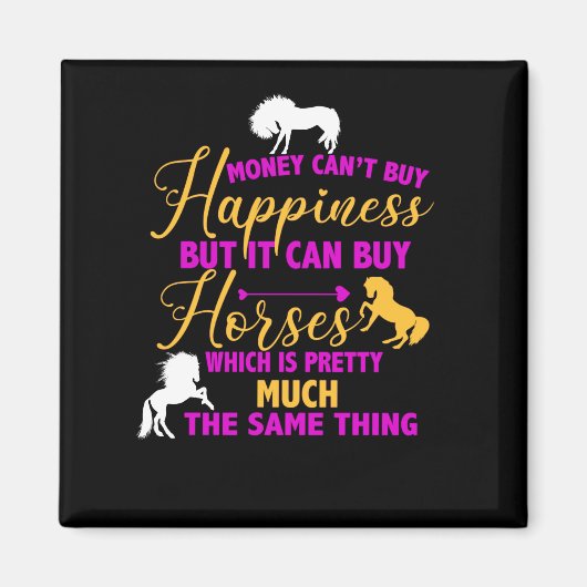 お金は馬買紫黄色 マグネット (正面)