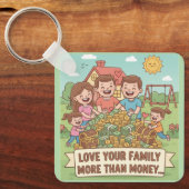 お金よりも家族を愛しなさい キーホルダー (正面)