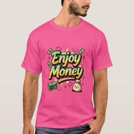 お金をお楽しみください かわいいキャラクターデザイン Tシャツ