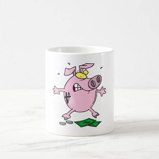 お金を失う面白いキャラクターの貯金箱 コーヒーマグカップ