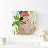 お金を思い浮かべる スクエア壁時計 (ホーム)