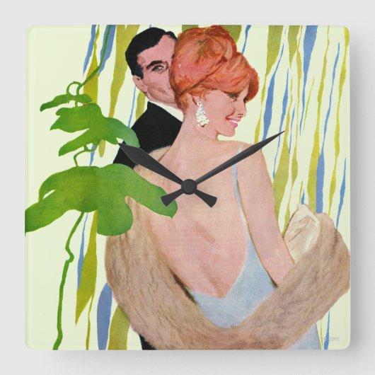 お金を思い浮かべる スクエア壁時計 (正面)