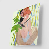 お金を思い浮かべる スクエア壁時計 (傾斜)