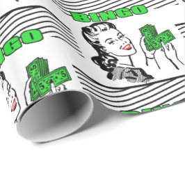 お金を持ったビンゴレディ ラッピングペーパー