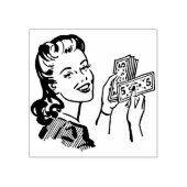お金を持つ女性ヴィンテージ漫画漫画アート ラバースタンプ (インプリント)