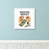 お金を縫う – 手作りフォーチュンアート キャンバスプリント (インサイチュ (ウッドフロア))