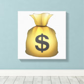 お金バッグ – 絵文字 キャンバスプリント (インサイチュ (ウッドフロア))