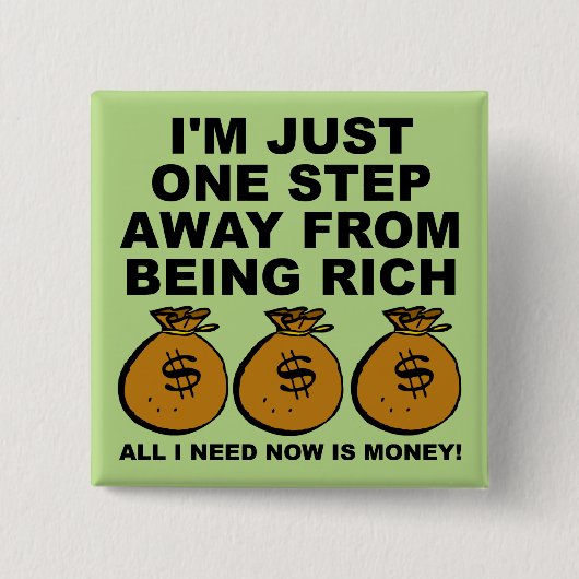 お金ボタンのバおもしろいージピン 缶バッジ (正面)