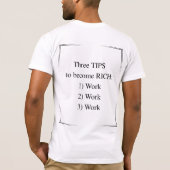 お金持ちになるための3つのコツ 楽しい名言 Tシャツ (裏面)