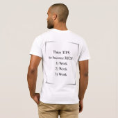 お金持ちになるための3つのコツ 楽しい名言 Tシャツ (裏面フル)