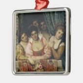 お金持イタリアンちの女性がバルコニーに メタルオーナメント (左)