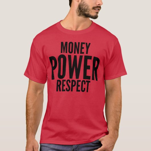 お金 パワー 尊敬 大きくて太いフォント ギフト Tシャツ (正面)