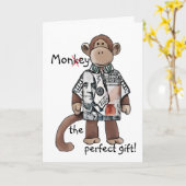 お金/猿のグリーティングカード カード (黄色い花)