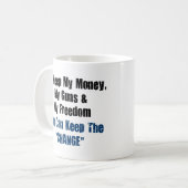 お金、銃および自由 コーヒーマグカップ (正面左)