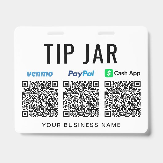 お釣り入れ Venmo PayPal CashApp QRコード 受け取り バッジ (正面)