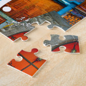 お隣カラフルのヴィンテージドアコラージュを愛する ジグソーパズル (側面)