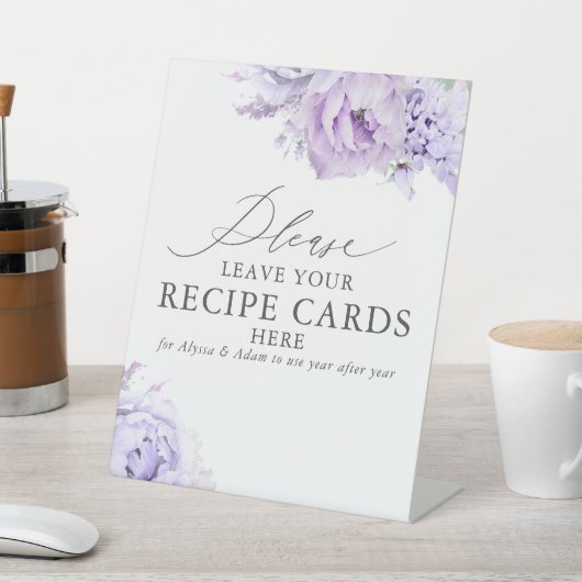 お離れ客様のレシピカードはこちら – 埃っぽい紫のフローラ 台座サイン (インサイチュ)