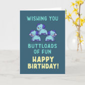 お願いあなたがおもしろい、かわいい子犬の誕生日のバットロード カード (黄色い花)