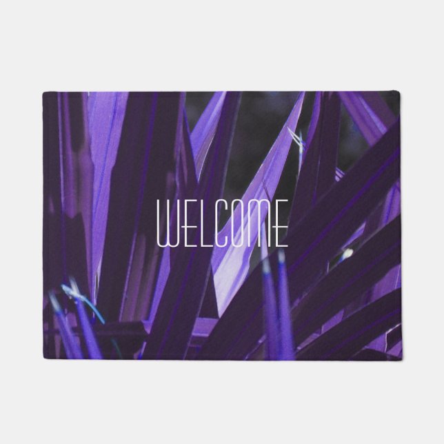 お願いします紫色 ドアマット (正面)