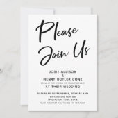 「お願いします」書道モダン家結婚の 招待状 (正面)