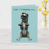 お願いします! – 謝る/かわいい犬 カード (黄色い花)