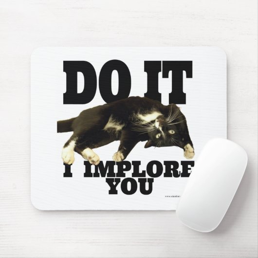 お願いしまやる気を起こさせるす猫写真ことわざ マウスパッド (マウス)