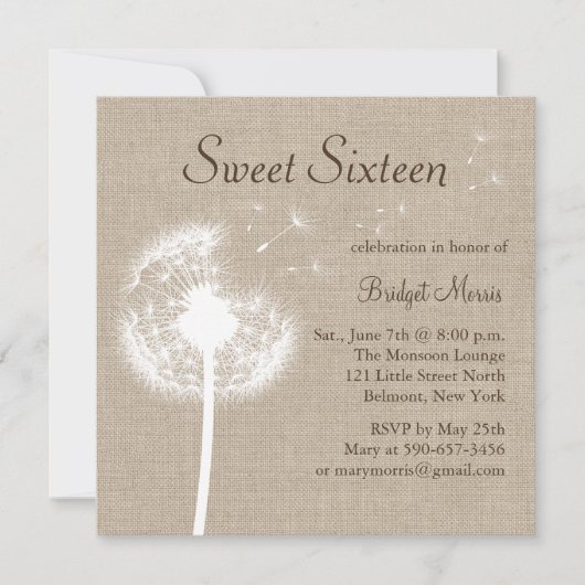 お願いだ!オンバーラップSweet sixteen招待状 招待状 (正面)