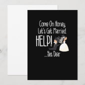 お願いよ、ハニー！結婚しよう ヘルプ！ 面白い 招待状 (正面/裏面)