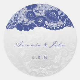 お願いアイボリーシルバーブルーネイビーレースありがとう ラウンドシール