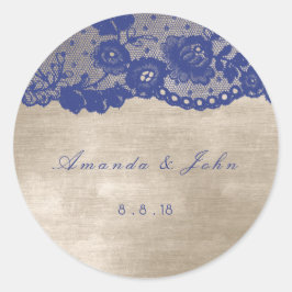 お願いアイボリーベージュブルーネイビーレースありがとう ラウンドシール