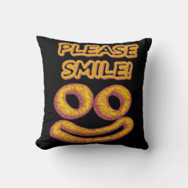 「お願いスマイル!」 かわいいデザイン。買今 クッション
