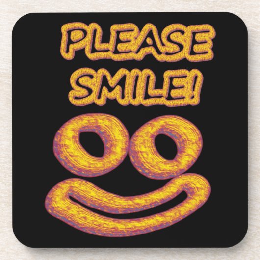 「お願いスマイル!」 かわいいデザイン。買今 コースター (正面)