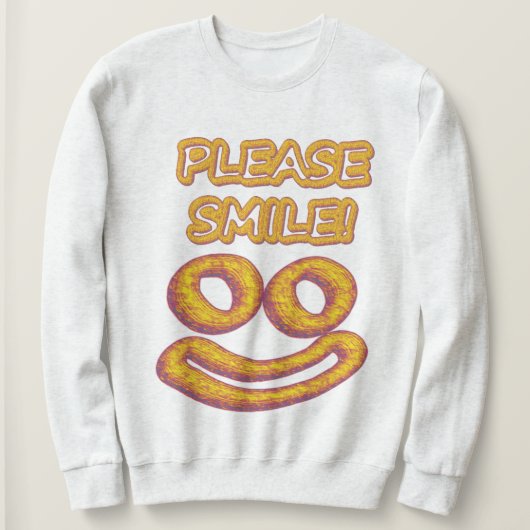 「お願いスマイル!」 かわいいデザイン。買今 スウェットシャツ (デザイン正面)