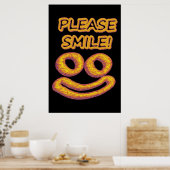 「お願いスマイル!」 かわいいデザイン。買今 ポスター (キッチン)