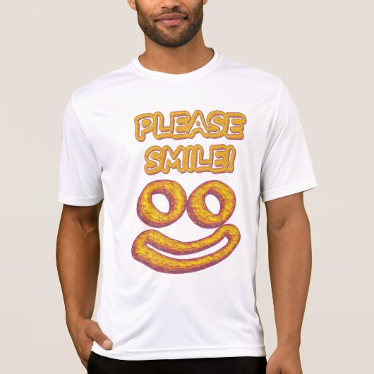 「お願いスマイル!」 かわいいデザイン。買今 Tシャツ (正面)