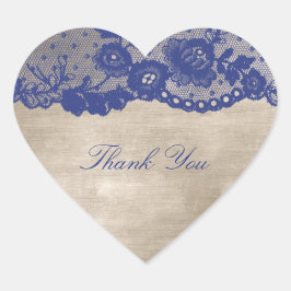お願いハートアイボリークラムブルーネイビーレースサンキュー ハートシール