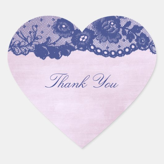お願いハートバラライラブルーネイビーレースありがとう ハートシール (正面)
