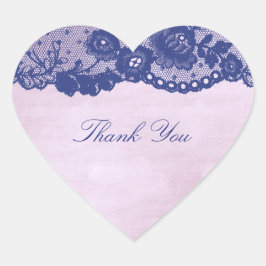 お願いハートバラライラブルーネイビーレースありがとう ハートシール