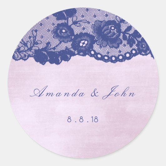 お願いバラリラブルーネイビーレースありがとう ラウンドシール (正面)