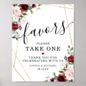 お願いブルゴーニュの花束の金ゴールドの形 ポスター (正面)