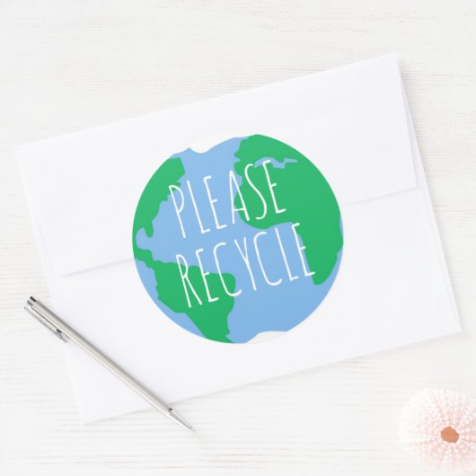 お願いリサイクル再利用地球の緑を保存 ラウンドシール (封筒)